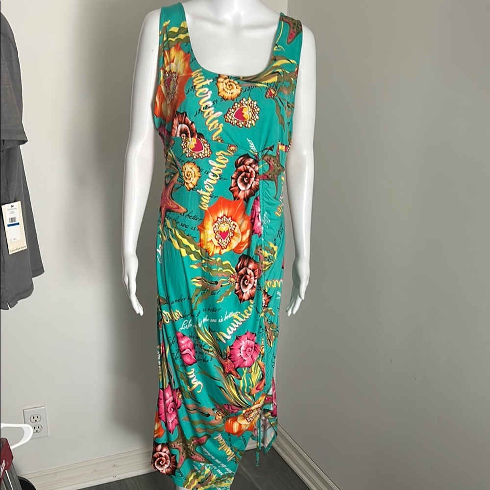 Bluebell,  Green Maxi Sundress Scoop Neck Sleeveless Resort Wear